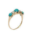 Turquoise & Pearl Ring - Edwardian 14k Yellow Gold Natural Blue Cultured White Gems - Antique Circa 1900s Era Dainty Size 3 3/4 Fine Jewelry