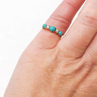 Turquoise & Pearl Ring - Edwardian 14k Yellow Gold Natural Blue Cultured White Gems - Antique Circa 1900s Era Dainty Size 3 3/4 Fine Jewelry