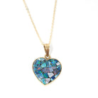 Opal Mosaic Necklace - Modern 14k Yellow Gold Blue Gemstone Pendant Charm - Estate Opal Doublet Statement October Birthstone Fine Jewelry