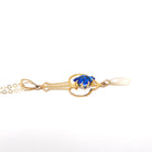 Antique Lavalier Necklace - Edwardian 10k Yellow Gold Baroque Pearl Pendant - Circa 1910s Era Simulated Blue Sapphire Glass Fine Jewelry