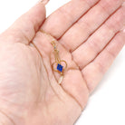 Antique Lavalier Necklace - Edwardian 10k Yellow Gold Baroque Pearl Pendant - Circa 1910s Era Simulated Blue Sapphire Glass Fine Jewelry