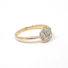Antique Diamond Flower Ring - Edwardian Era 18k Yellow Gold Platinum .07 CTW Natural Gems - Vintage 1910s Size 5 Two Tone Halo Fine Jewelry