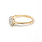 Antique Diamond Flower Ring - Edwardian Era 18k Yellow Gold Platinum .07 CTW Natural Gems - Vintage 1910s Size 5 Two Tone Halo Fine Jewelry