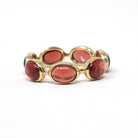 Garnet Eternity Ring - Estate 14k Yellow Gold Natural Red Oval Cabochon Gemstones - Modern Circa 2000s Era Size 8 January Birthstone Jewelry