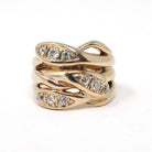 Antique Triple Snake Ring - Edwardian Era 10k Yellow Gold Three Serpent .53 CTW Old European Diamonds - Circa 1910s Size 6 1/2 Fine Jewelry