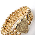 Vintage Expansion Bracelet - Mid Century Gold Filled Heart Engraved Flower Stretch - Circa 1940s Era American Queen Pitman & Keeler Jewelry