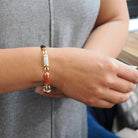 Multi Gemstone Bracelet - Modern Estate 14k Yellow Gold Jadeite & Black Chalcedony - Circa 1990s Era 7.5 Inches Fine Statement Jewelry