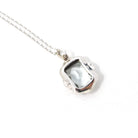 Vintage Aquamarine Pendant - Art Deco Era 10k White Gold Natural Blue Gem Conversion Charm Necklace - Circa 1930s Era Fine Filigree Jewelry