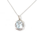 Vintage Aquamarine Pendant - Art Deco Era 10k White Gold Natural Blue Gem Conversion Charm Necklace - Circa 1930s Era Fine Filigree Jewelry