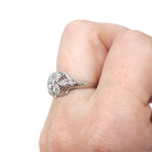 Art Deco Diamond Ring - Vintage 19k White Gold .25 CTW Filigree Engagement - Circa 1930s Era Bridal Size 5 3/4 Octagonal Fine Jewelry