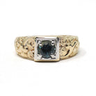 Montana Sapphire Ring - Vintage 14k Yellow & White Gold Natural Blue Gem Engagement - Circa 1960s Size 11 Two Tone Men's Unisex Fine Jewelry