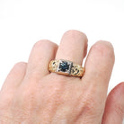 Montana Sapphire Ring - Vintage 14k Yellow & White Gold Natural Blue Gem Engagement - Circa 1960s Size 11 Two Tone Men's Unisex Fine Jewelry