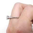 0.96 ct Diamond Engagement Ring - Circa 1950s Platinum Old European Cut & Baguette Diamonds - Size 7 1/4 Mid Century Era Fine Bridal Jewelry