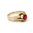 Garnet Doublet Ring - Mid Century 10k Yellow Gold Round Assembled Red Glass Stone - Vintage Circa 1940s Size 10 1/2 Belcher Style Jewelry