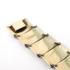 Guilloché Enamel Bracelet - Mid Century Sterling Silver Gold Wash Green Panels - Vintage Circa 1940s Era Statement Norway Norwegian Jewelry