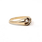 Antique Diamond Ring - Edwardian 14k Yellow Gold Old Mine Cut Belcher Prong Engagement - Circa 1910s Size 6.75 Solitaire Bridal Fine Jewelry