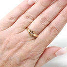 Antique Diamond Ring - Edwardian 14k Yellow Gold Old Mine Cut Belcher Prong Engagement - Circa 1910s Size 6.75 Solitaire Bridal Fine Jewelry