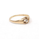 Antique Diamond Ring - Edwardian 14k Yellow Gold Old Mine Cut Belcher Prong Engagement - Circa 1910s Size 7.5 Solitaire Bridal Fine Jewelry