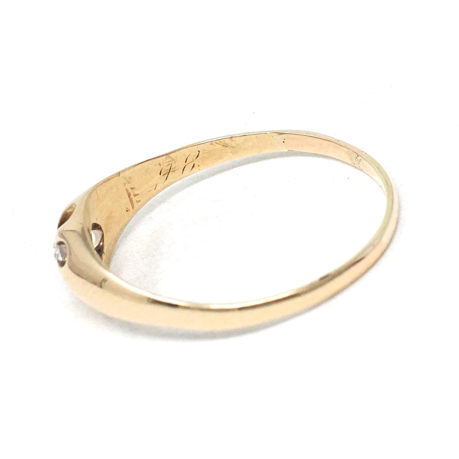 Antique Diamond Ring - Edwardian 14k Yellow Gold Old Mine Cut Belcher Prong Engagement - Circa 1910s Size 7.5 Solitaire Bridal Fine Jewelry