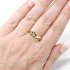 Antique Diamond Ring - Edwardian 14k Yellow Gold Old Mine Cut Belcher Prong Engagement - Circa 1910s Size 7.5 Solitaire Bridal Fine Jewelry