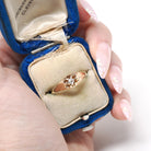 Antique Diamond Ring - Edwardian 14k Yellow Gold Old Mine Cut Belcher Prong Engagement - Circa 1910s Size 7.5 Solitaire Bridal Fine Jewelry