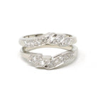 Diamond Insert Ring - Mid Century 14k White Gold .17 CTW Bridal Jacket - Vintage Circa 1960s Era Size 5 Enhancer Wrap Wedding Fine Jewelry