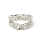 Diamond Insert Ring - Mid Century 14k White Gold .17 CTW Bridal Jacket - Vintage Circa 1960s Era Size 5 Enhancer Wrap Wedding Fine Jewelry