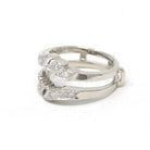 Diamond Insert Ring - Mid Century 14k White Gold .17 CTW Bridal Jacket - Vintage Circa 1960s Era Size 5 Enhancer Wrap Wedding Fine Jewelry