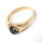 Modern Sapphire Ring - Vintage 14k Yellow Gold Natural Blue Gem & Diamond Accents - Estate Circa 1990s Era Size 6.75 Fine Statement Jewelry