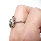 Mid Century Ring - Vintage 14k White Gold Natural .58 CTW Diamond Cluster - Circa 1950s Era Size 6 3/4 Cocktail Flame Fine Statement Jewelry