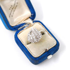 Mid Century Ring - Vintage 14k White Gold Natural .58 CTW Diamond Cluster - Circa 1950s Era Size 6 3/4 Cocktail Flame Fine Statement Jewelry