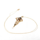 Edwardian Lavalier Pendant - Antique 10k Gold .02 CT Natural Diamond Black Enamel Charm Necklace - Circa 1910s Era Seed Pearl Fine Jewelry