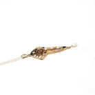 Edwardian Lavalier Pendant - Antique 10k Gold .02 CT Natural Diamond Black Enamel Charm Necklace - Circa 1910s Era Seed Pearl Fine Jewelry