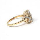 Pearl Bypass Ring - Mid Century 10k Two Tone Gold 3.5 MM Organic Cultured Gems - Vintage Circa 1960s Era Size 8.5 Fine Statement Jewelry