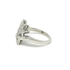 Vintage Diamond Ring - Mid Century 14k White Gold .10CTW Asymmetrical Cocktail Statement - Circa 1940s Size 5 Cluster Spray Fan Fine Jewelry