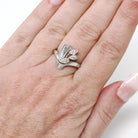 Vintage Diamond Ring - Mid Century 14k White Gold .10CTW Asymmetrical Cocktail Statement - Circa 1940s Size 5 Cluster Spray Fan Fine Jewelry