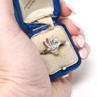 Vintage Diamond Ring - Mid Century 14k White Gold .10CTW Asymmetrical Cocktail Statement - Circa 1940s Size 5 Cluster Spray Fan Fine Jewelry