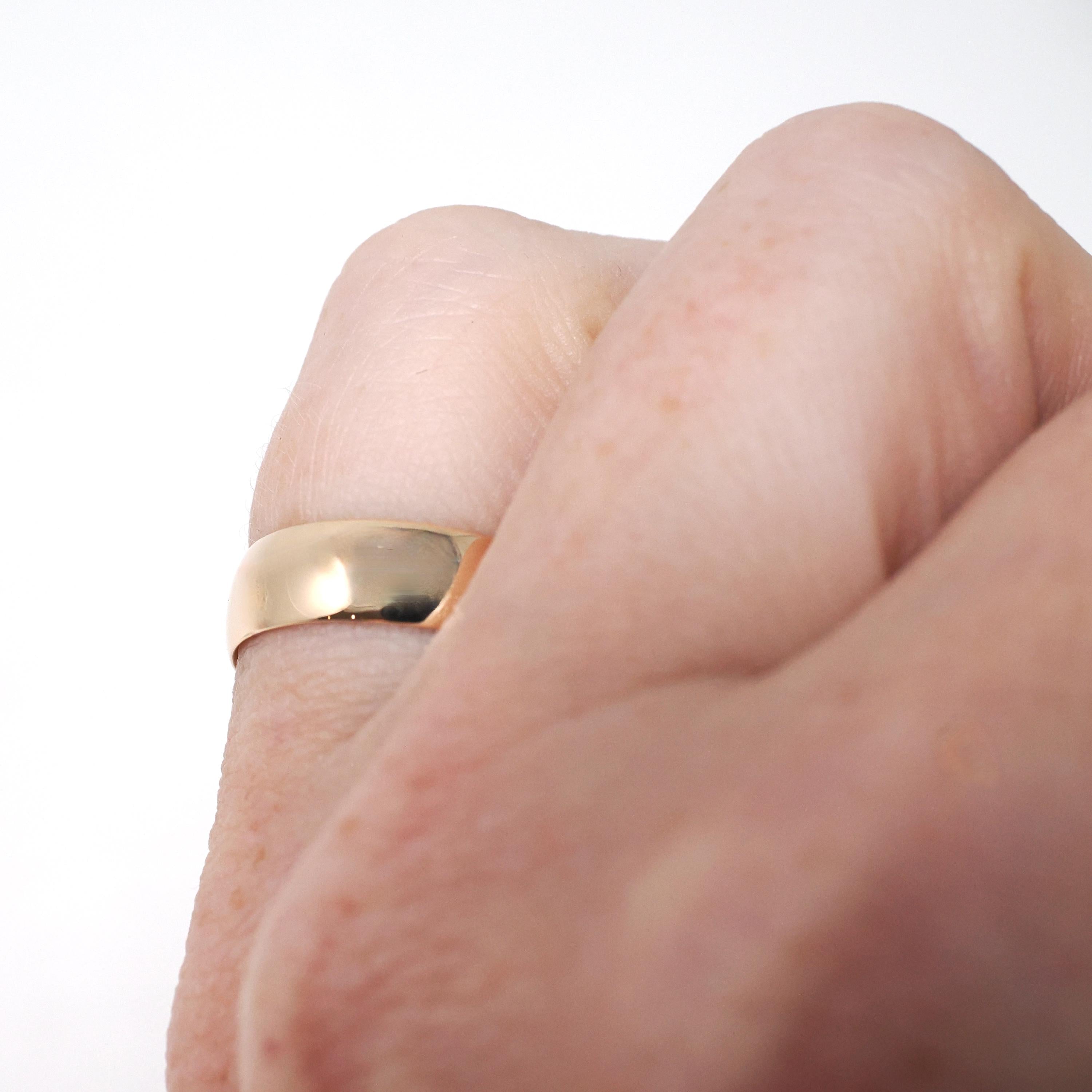 Vintage Wedding Band - Mid Century 14k Rosy Yellow Gold Plain Comfort Fit 5.2 MM Ring - Circa 1960s Size 5 Art Carved J.R. Wood Fine Jewelry