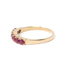 Modern Ruby Band - Estate 14k Yellow Gold Round Faceted Gems Stacking Ring - Vintage Circa 1990's Era Size 7 3/4 July Birthstone Jewelry