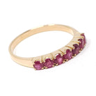 Modern Ruby Band - Estate 14k Yellow Gold Round Faceted Gems Stacking Ring - Vintage Circa 1990's Era Size 7 3/4 July Birthstone Jewelry