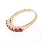 Modern Ruby Band - Estate 14k Yellow Gold Round Faceted Gems Stacking Ring - Vintage Circa 1990's Era Size 7 3/4 July Birthstone Jewelry
