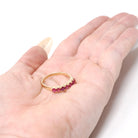 Modern Ruby Band - Estate 14k Yellow Gold Round Faceted Gems Stacking Ring - Vintage Circa 1990's Era Size 7 3/4 July Birthstone Jewelry