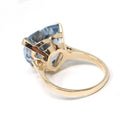 Modern Heart Ring - Estate 14k Yellow Gold Light Blue Created Spinel Faceted Gemstone - Circa 1980s Era Size 8 3/4 Fine Statement Jewelry