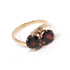 Toi Et Moi Ring - Vintage 10k Rosy Yellow Gold Red Garnet Gems Bypass - Retro Circa 1940s Era Size 5 1/2 January Birthstone Fine Jewelry
