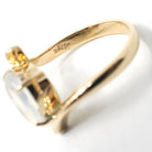 Moonstone Bypass Ring - Vintage 18k Yellow Gold Natural Oval Cabochon Gem -Modern Estate Size 5 3/4 June Birthstone Fine Statement Jewelry