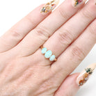 Antique Opal Ring - Edwardian 10k Rosy Yellow Gold Natural Three Cabochon Cut Stones - Circa 1900s Era Size 5 3/4 Fine Statement Jewelry