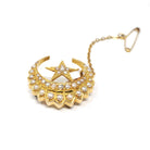 Antique Celestial Brooch - Victorian 18k Yellow Gold Seed Pearl Gemstones - Circa 1890s Era Crescent Moon & Star Pin Fine Statement Jewelry