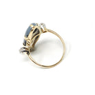 Dendritic Agate Ring - Edwardian 18k Yellow Gold & Platinum Cabochon Cut Gem- Antique Circa 1900s Era Size 6 1/2 Diamond Accent Fine Jewelry