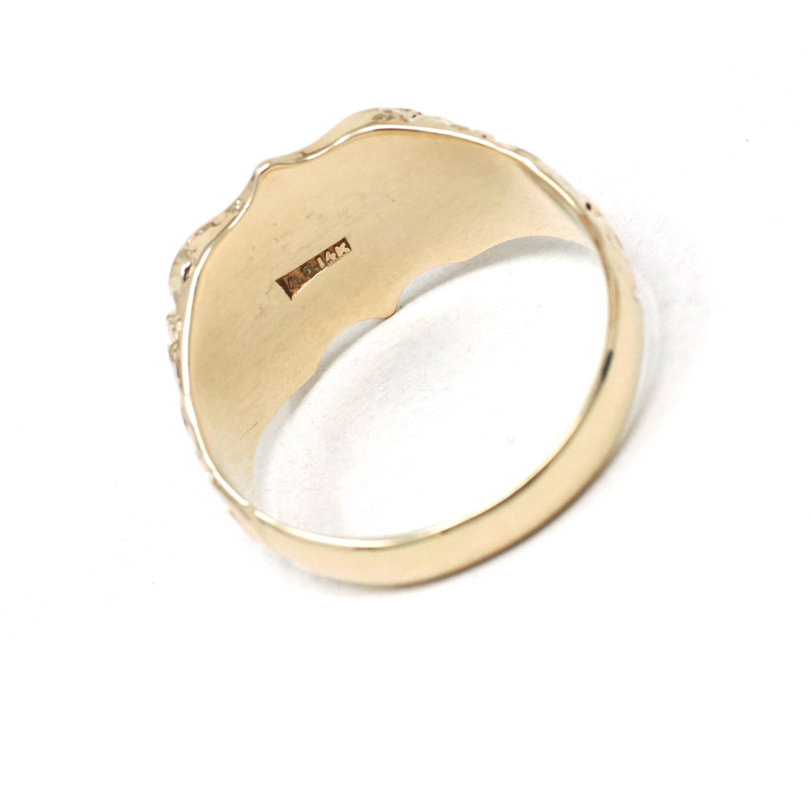 Antique Signet Ring - Edwardian Era 14k Yellow Gold Blank Shield Statement Men's Unisex Band - Vintage Circa 1900s Size 10 3/4 Fine Jewelry