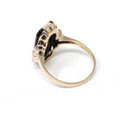 Vintage Onyx Ring - Mid Century 10k Yellow Gold Black Chalcedony & Natural Diamond - Circa 1940s Size 6 1/2 Statement Fine Two Tone Jewelry
